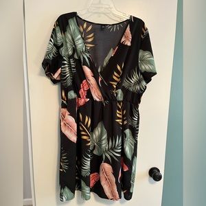 Shein Curve V Neck Tropical Print Dress